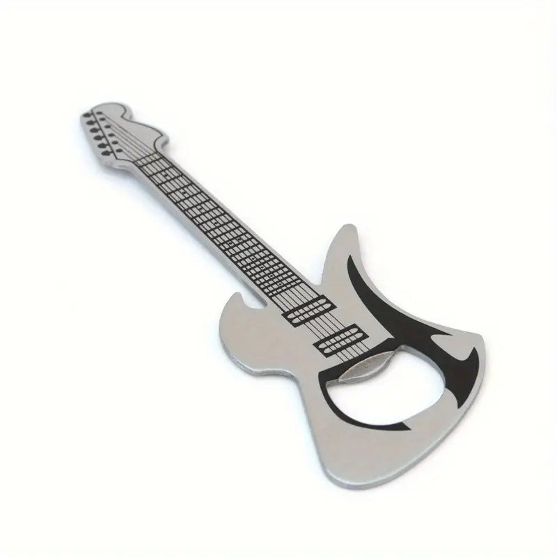 Guitar Bottle Opener with Stainless steel, guitar shaped bottle opener in a gothic alternative style.