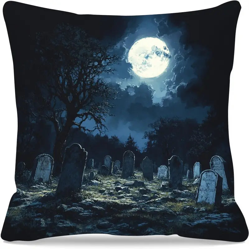Cemetery Pillow with Alternative Pillow Cover Super soft fleece. Measures x . (Does not include pillow, only in a gothic alternat.