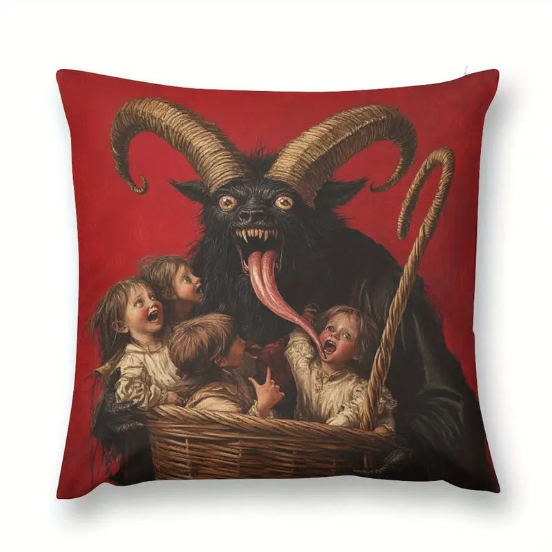 Krampus Pillow with Alternative Pillow Cover Super soft fleece. Measures x . (Does not include pillow, only in a gothic alternati.