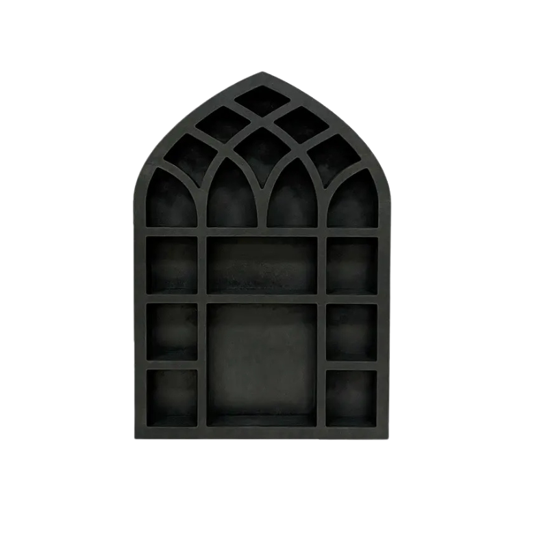 Black Cathedral Shelving with Black Cathedral Shelf Plastic Resin.�� in a gothic alternative style.