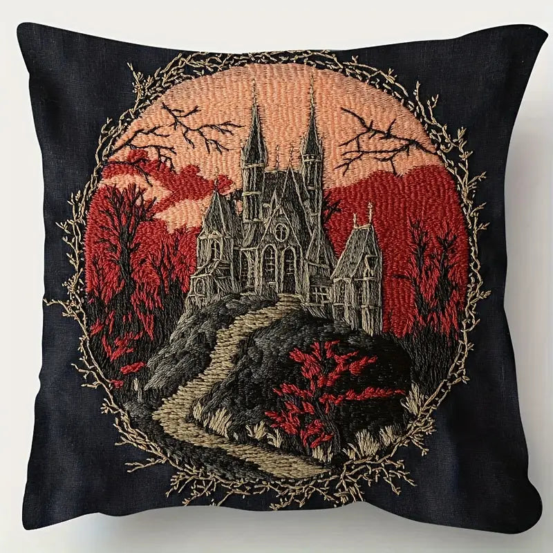 Castle Pillow with Alternative Pillow Cover Super soft fleece. Measures x . (Does not include pillow, only in a gothic alternativ.