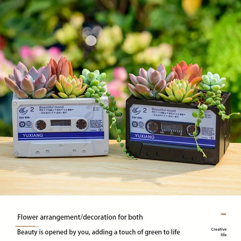 Tape Planter with Shaped pot plant holder/planter. Plastic resin in a gothic alternative style.