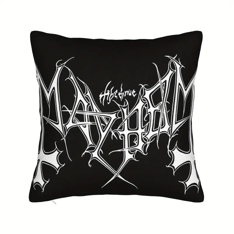 Mayhem Pillow with Band Pillow Cover Super soft fleece. Measures x . (Does not include pillow, only in a gothic alternative style.
