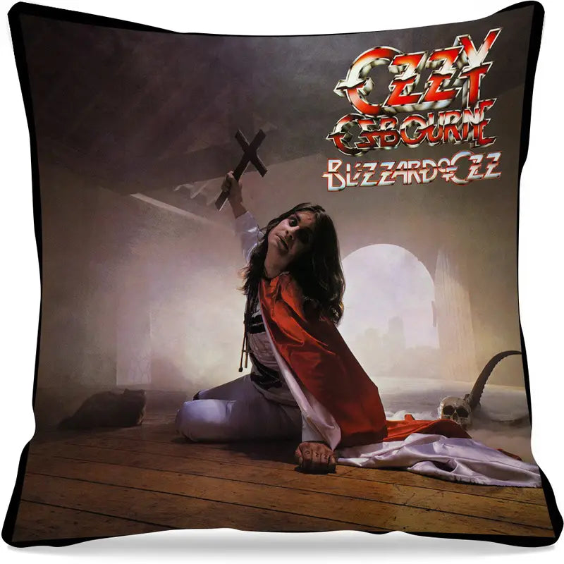 Ozzy Osbourne Pillow with Band Pillow Cover Super soft fleece. Measures x . (Does not include pillow, only in a gothic alternativ.