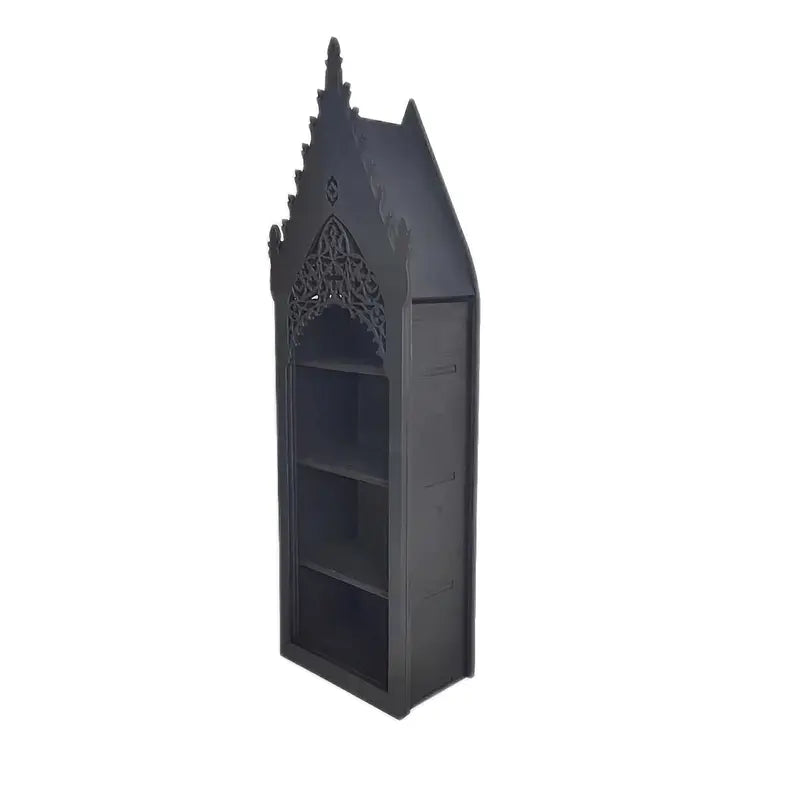 Black Cathedral Shelving with Black Cathedral Shelf Plastic Resin.�� in a gothic alternative style.