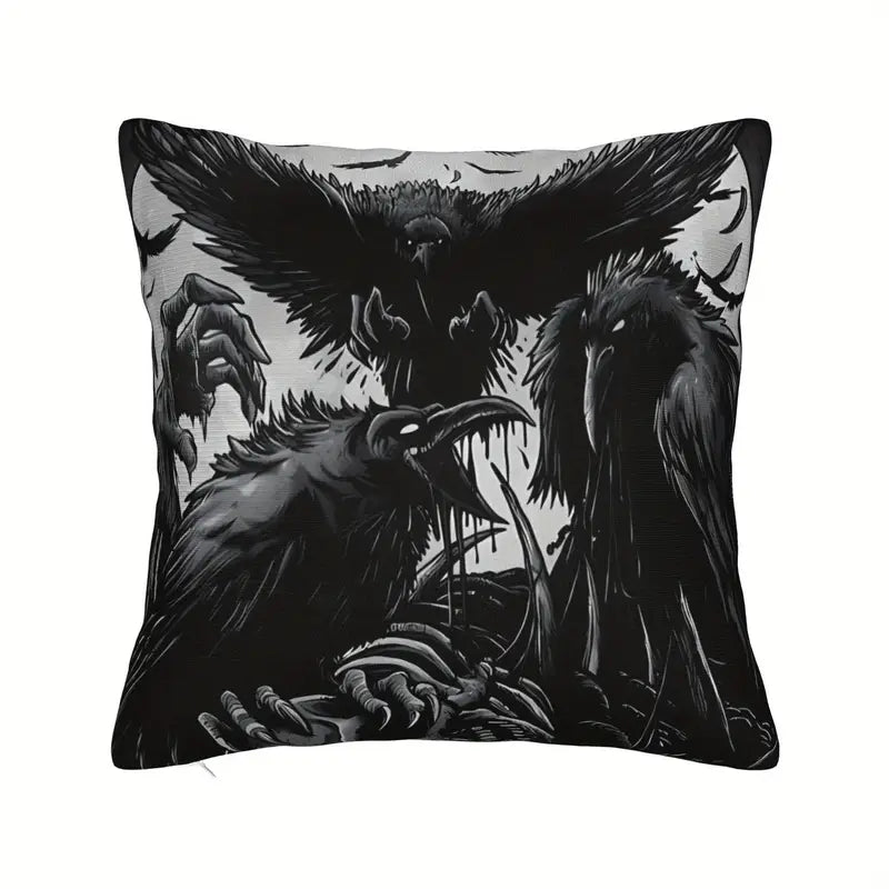 Raven Pillow with Alternative Pillow Cover Super soft fleece. Measures x . (Does not include pillow, only in a gothic alternative.