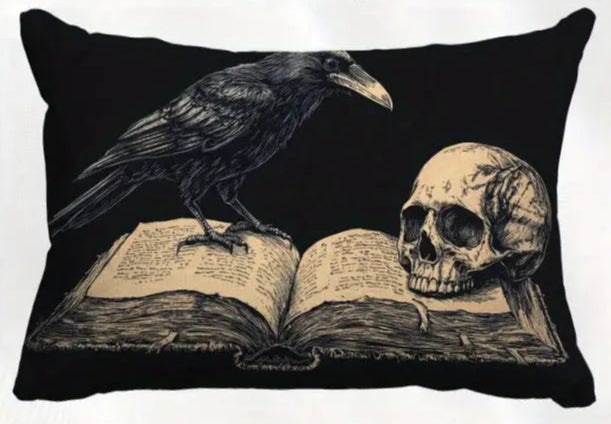 Raven Pillow with Alternative Pillow Cover Super soft fleece. Measures x . (Does not include pillow, only in a gothic alternative.