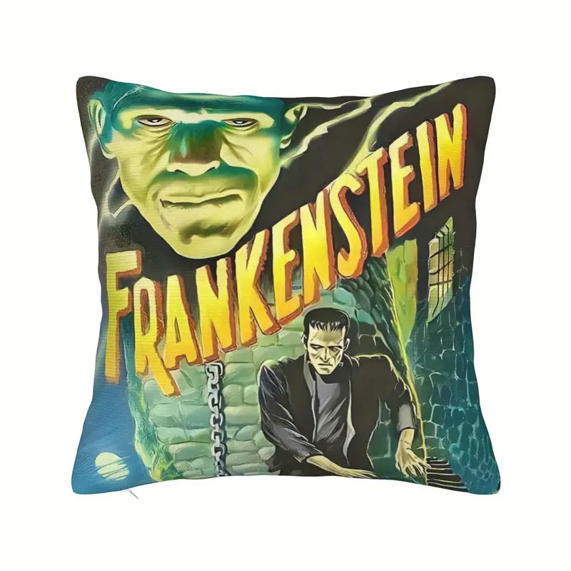 Frankenstein Pillow with Film Pillow Cover Super soft fleece. Measures x . (Does not include pillow, only in a gothic alternative.