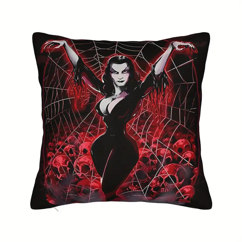 Morticia Pillow with Film Pillow Cover Super soft fleece. Measures x . (Does not include pillow, only in a gothic alternative sty.