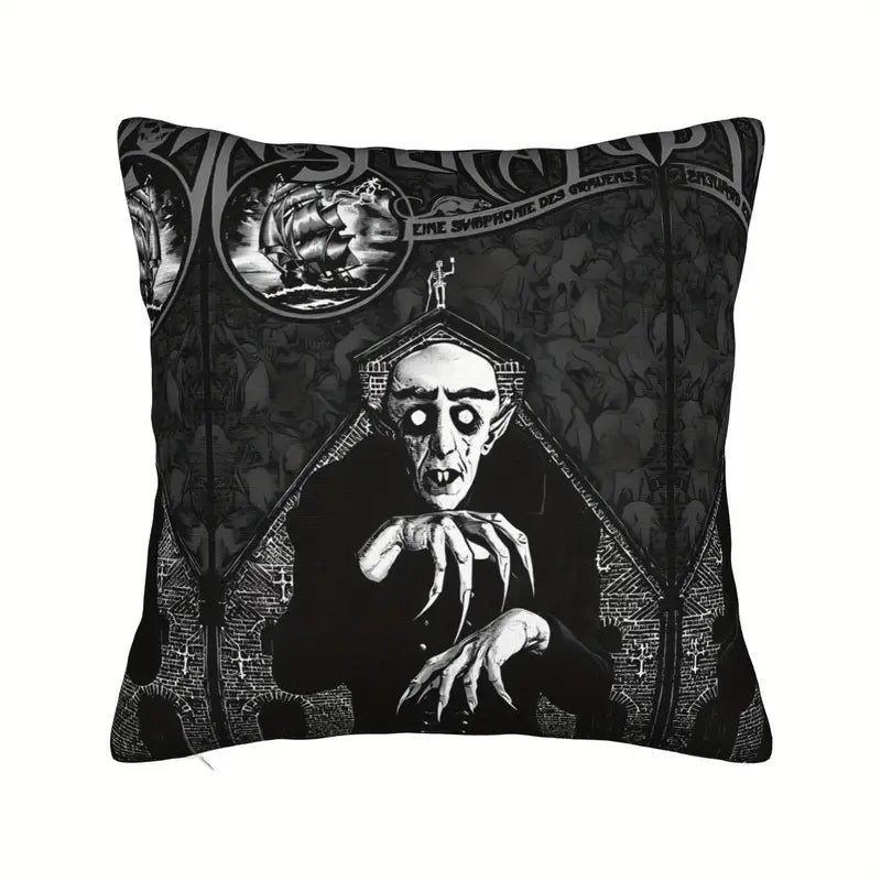Nosferatu Pillow with Film Pillow Cover Super soft fleece. Measures x . (Does not include pillow, only in a gothic alternative st.