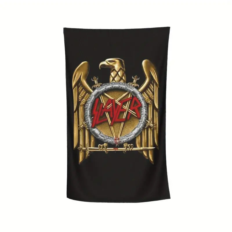 Slayer Beach Towel with A microfiber beach towel with band print.�� Soft to the touch and quick drying. Measures in a gothic alte.