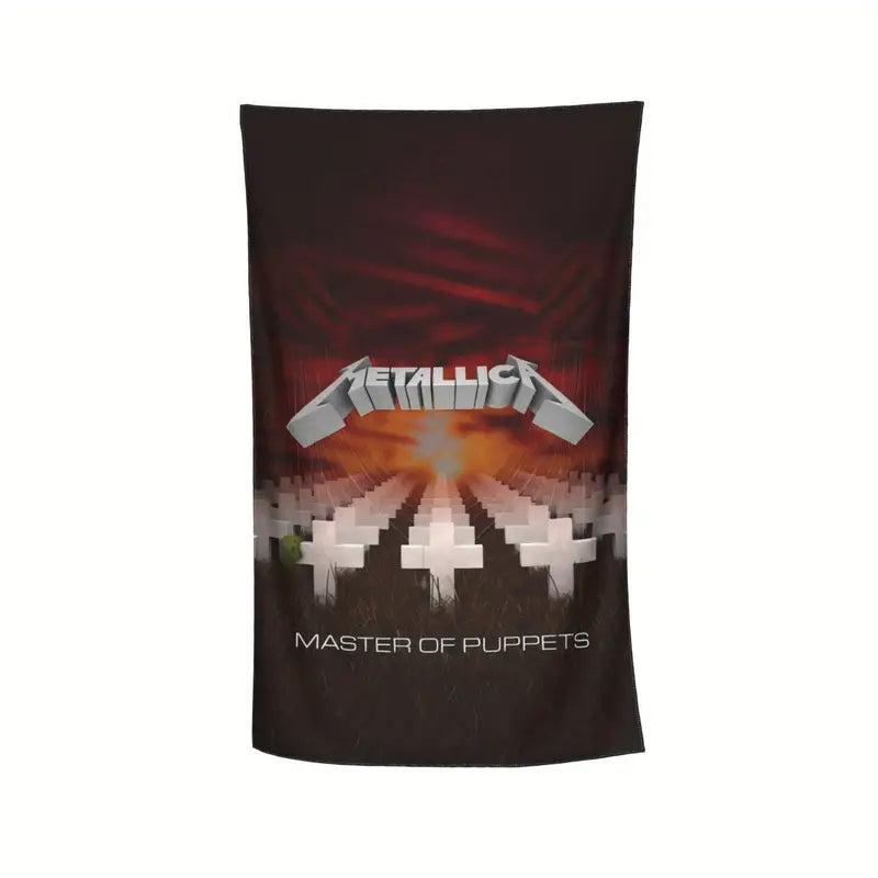 Metallica Beach Towel with A microfiber beach towel with band print.�� Soft to the touch and quick drying. Measures in a gothic a.