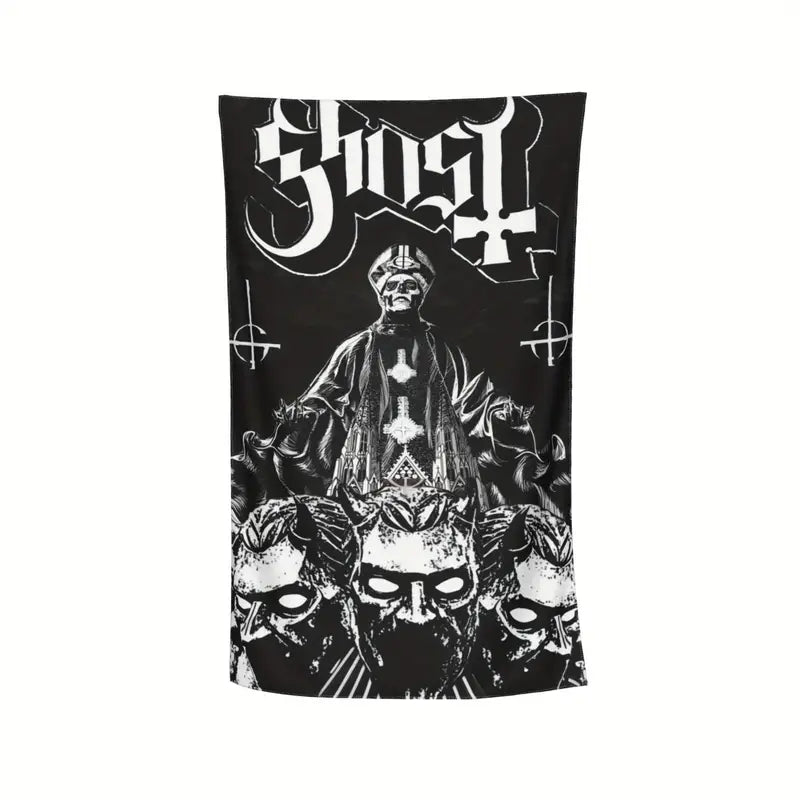 Ghost Beach Towel with A microfiber beach towel with band print.�� Soft to the touch and quick drying. Measures in a gothic alter.