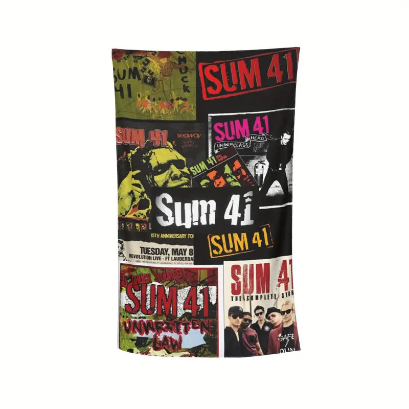 SUM41 Beach Towel with A microfiber beach towel with band print.�� Soft to the touch and quick drying. Measures in a gothic alter.