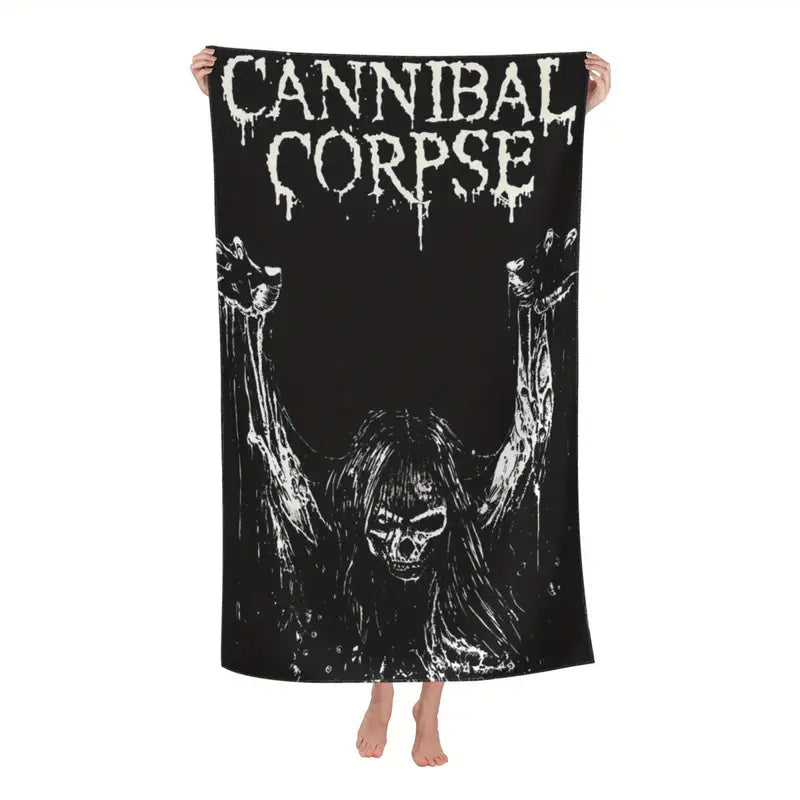 Cannibal Corpse Beach Towel with A microfiber beach towel with band print.�� Soft to the touch and quick drying. Measures in a go.