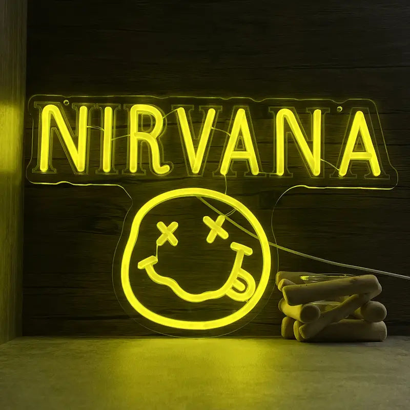 Red Nirvana Neon Light with Shaped Neon LED Light. USB powered (adapter not included) in a gothic alternative style.