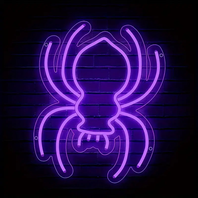 Red Spider Neon Light with Shaped Neon LED Light. USB powered (adapter not included) in a gothic alternative style.