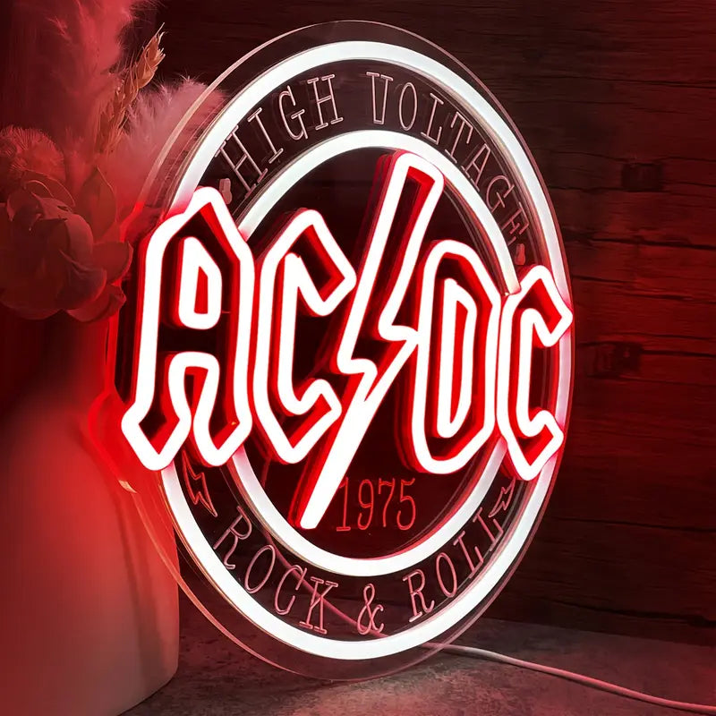 Red AC/DC Neon Light with Shaped Neon LED Light. USB powered (adapter not included) in a gothic alternative style.
