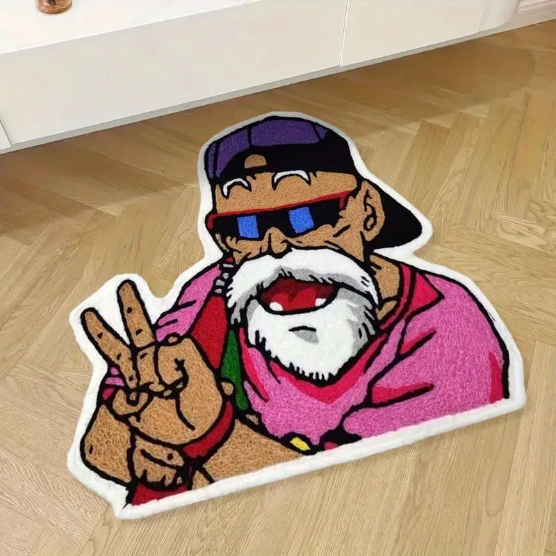 Dragonball Z: Master Roshi Rug with A polyester band logo shaped rug. Measures�� x . Velvet feel. Machine washable in a gothic al.