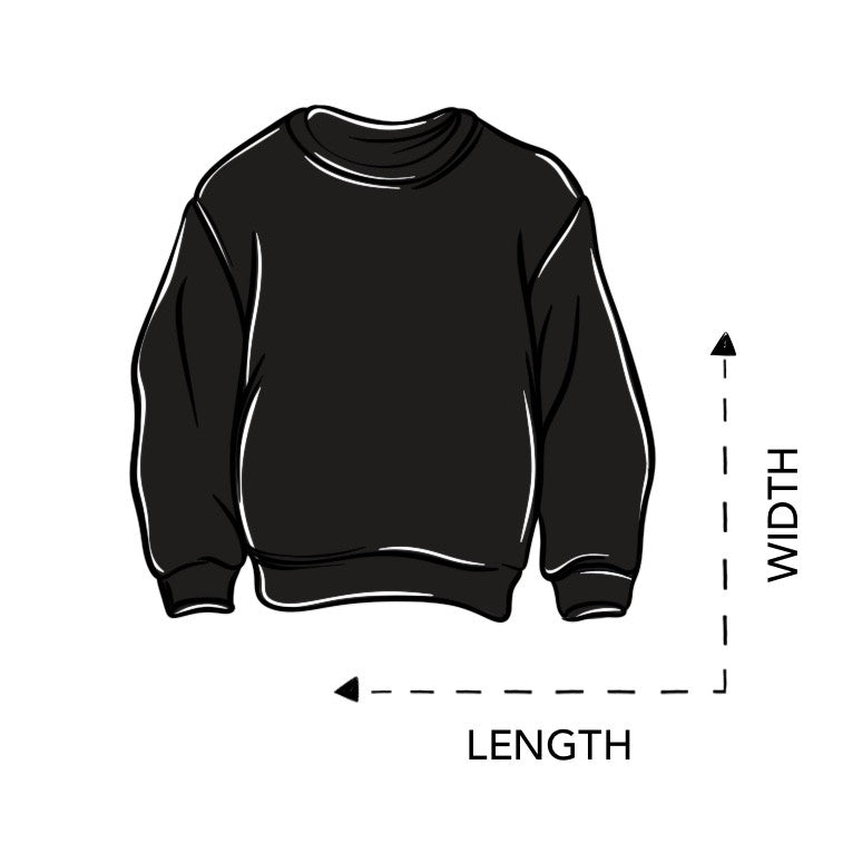 freakflag band merch size guide for sweater display