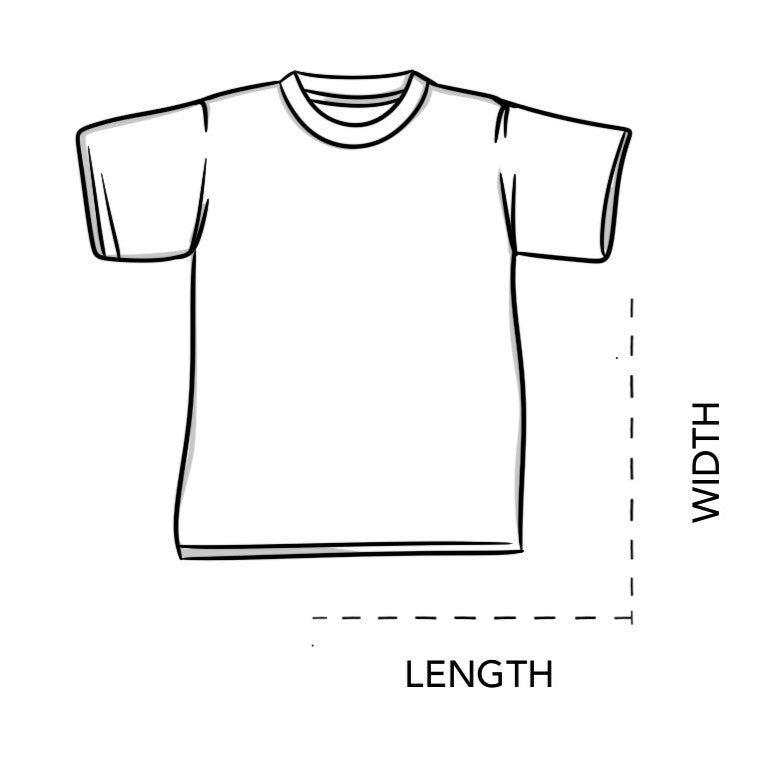 freakflag band merch size guide for white t-shirt display