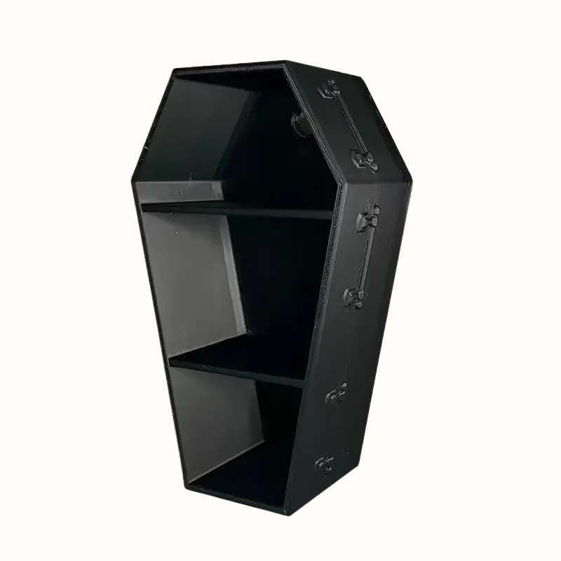 Black Coffin Shelf with Black Coffin Shelf Plastic Resin.�� in a gothic alternative style.