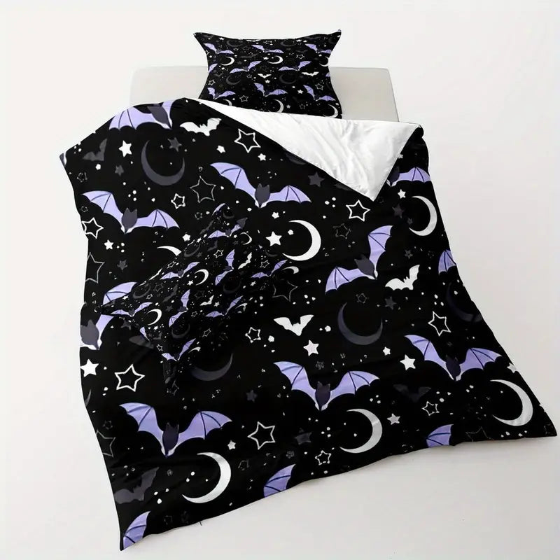 Black Bat Duvet Cover Set with Black Bat Duvet Cover Set Includes cover and x2 standard pillow cases. Zip closure. 100% in a goth.