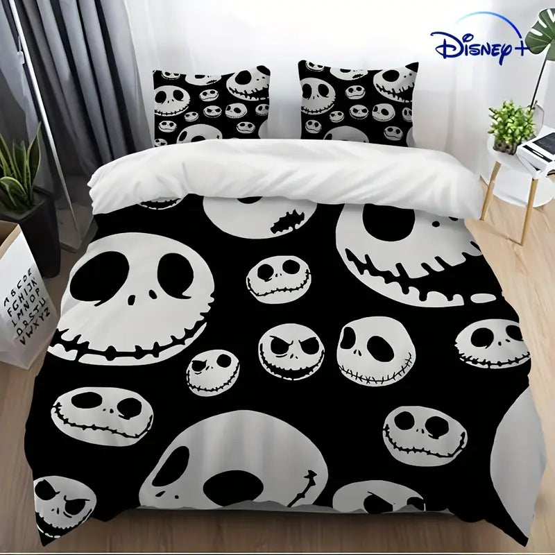Nightmare Before Christmas Duvet Set with Jack Skellington Duvet Cover Set Includes cover and x2 standard pillow cases. Zip closu.
