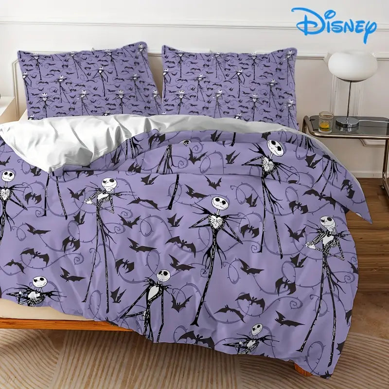 Purple Nightmare Before Christmas Duvet Set with Purple Jack Skellington Duvet Cover Set Includes cover and x2 standard pillow ca.