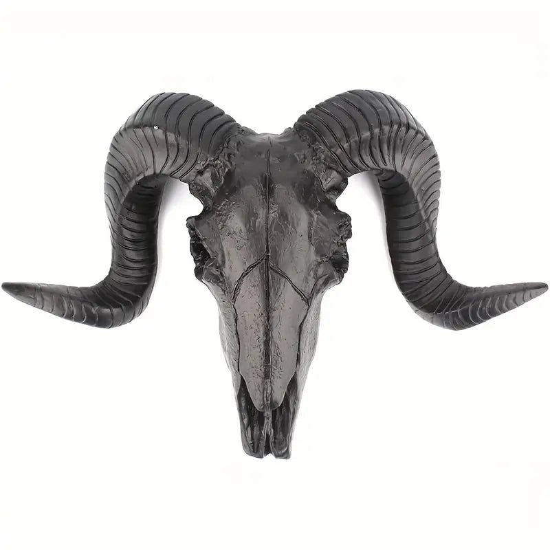 Black The Dark Arts: Ram Skull with Black ram's skull. 3D. Plastic resin in a gothic alternative style.