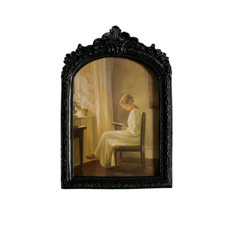 Vintage Arch Frame with Ornate vintage arched frame. Available in 2 colours. Carved wood in a gothic alternative style.