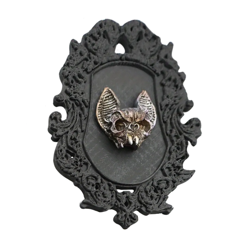 Black The Dark Arts: Vamp Bat with Black ornate framed vampire bat. 3D. Plastic resin in a gothic alternative style.