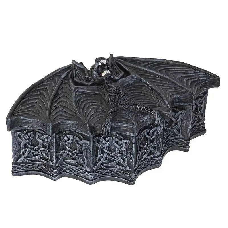 Black Bat Trinket Box with Black, Ornate Bat Trinket Box Plastic Resin.�� in a gothic alternative style.